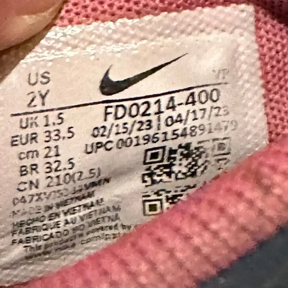 Nike Blue Multicolor High Top Basketball Shoes Girls Youth Size 2